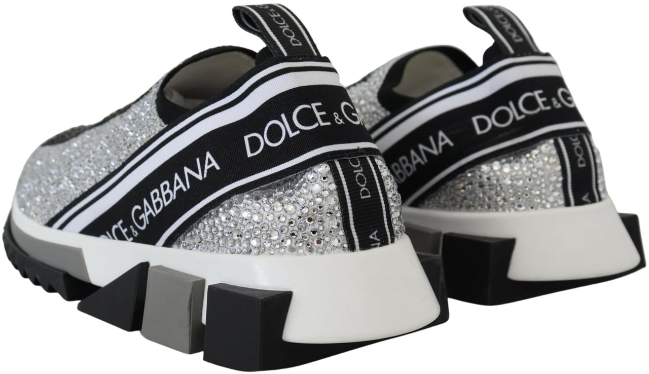 Dolce & Gabbana Silver Rhinestones Sorrento Sneakers Shoes Zilver