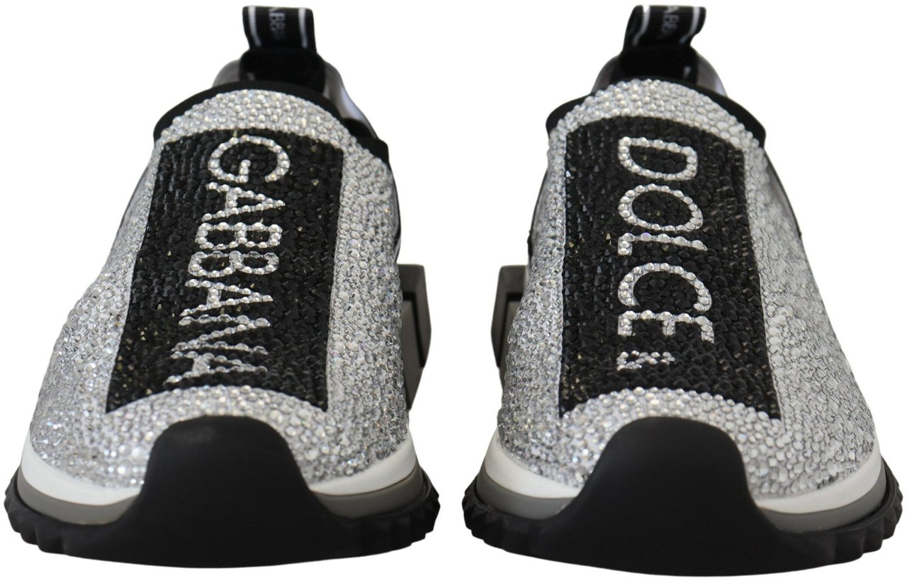 Dolce & Gabbana Silver Rhinestones Sorrento Sneakers Shoes Zilver