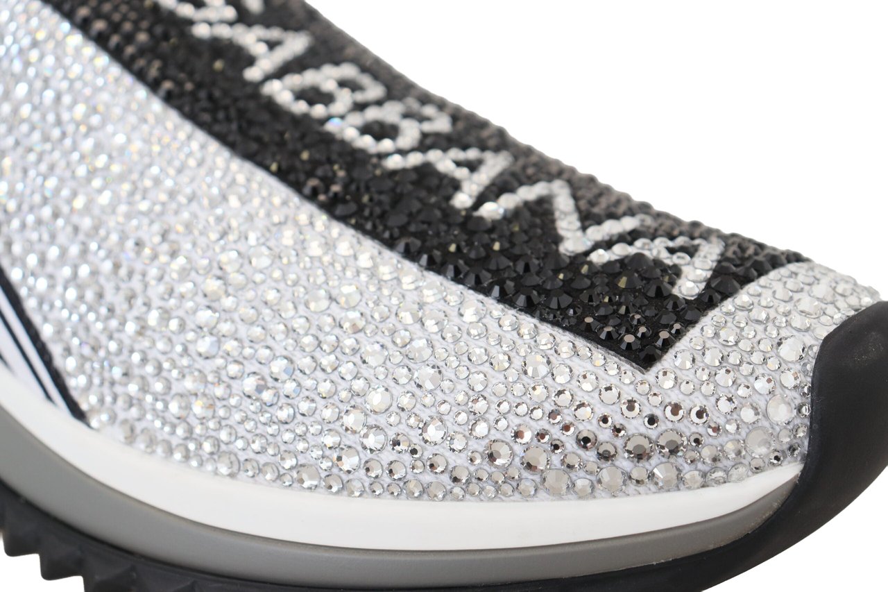 Dolce & Gabbana Silver Rhinestones Sorrento Sneakers Shoes Zilver
