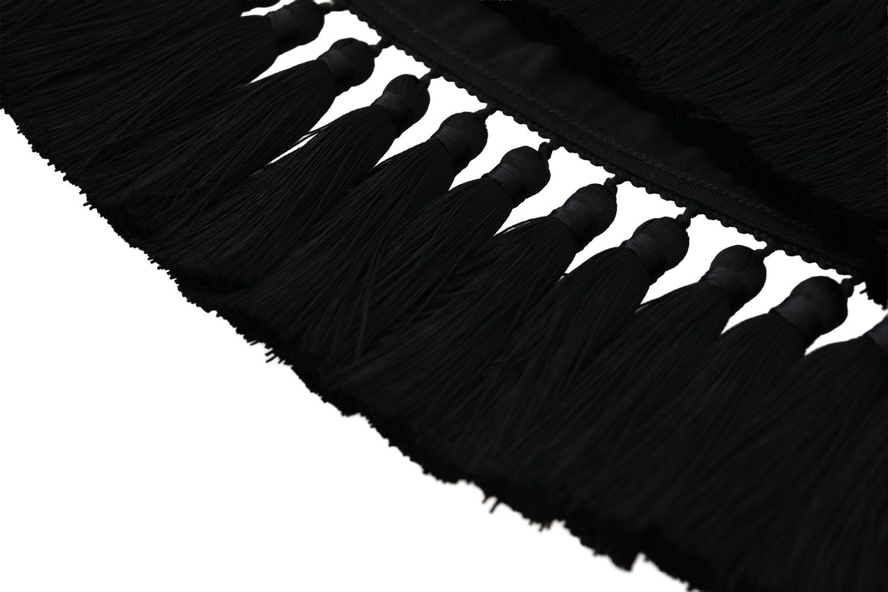 Dolce & Gabbana Black T-shirt Blouse Tassle Cotton Blouse Zwart