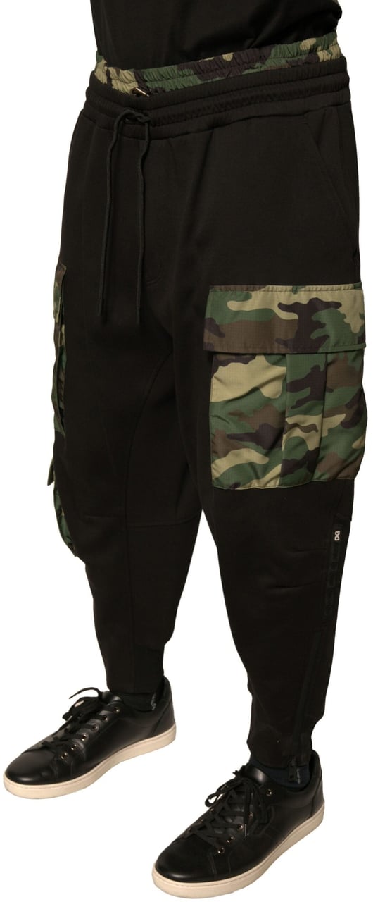 Dolce & Gabbana Black Camouflage Cotton Jogger Cargo Pants Divers