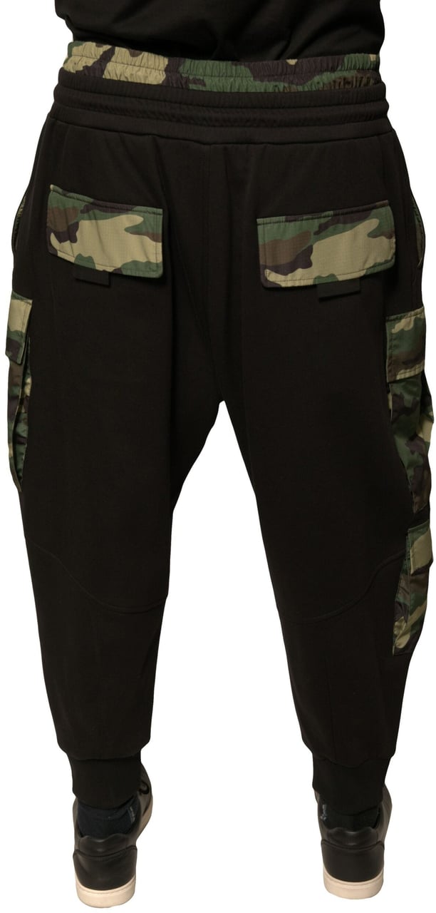 Dolce & Gabbana Black Camouflage Cotton Jogger Cargo Pants Divers