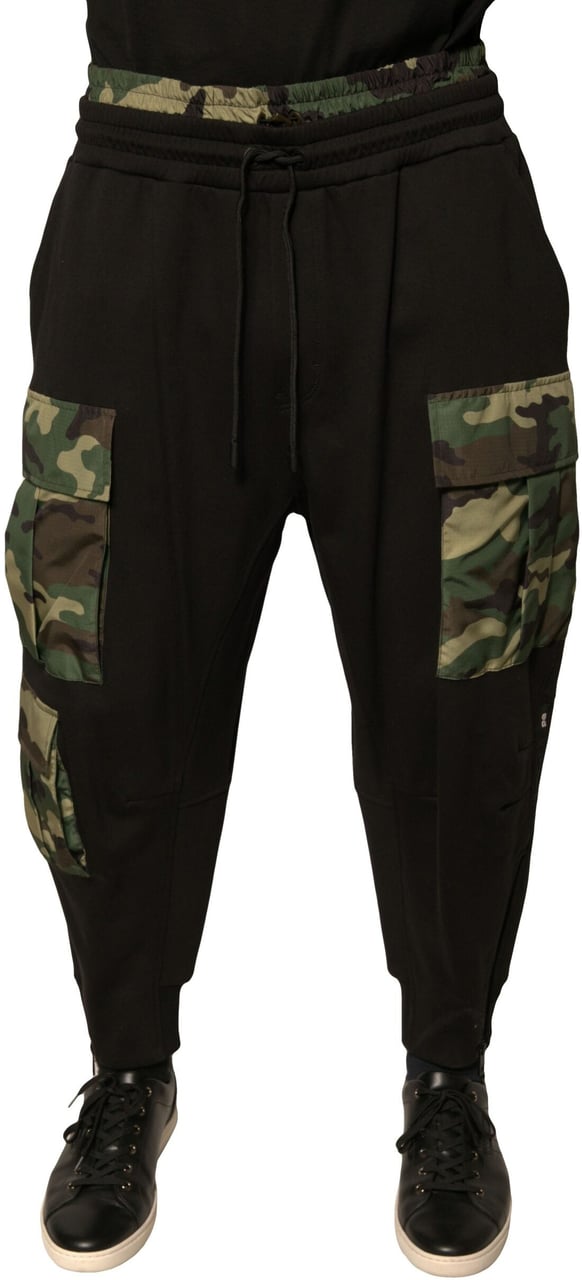 Dolce & Gabbana Black Camouflage Cotton Jogger Cargo Pants Divers