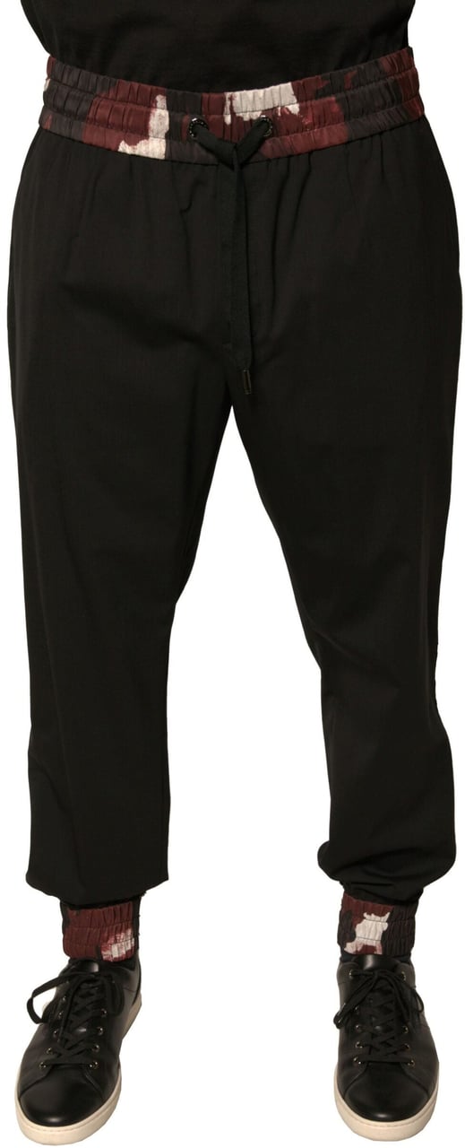 Dolce & Gabbana Black Camouflage Wool Jogger Sweatpants Pants Zwart