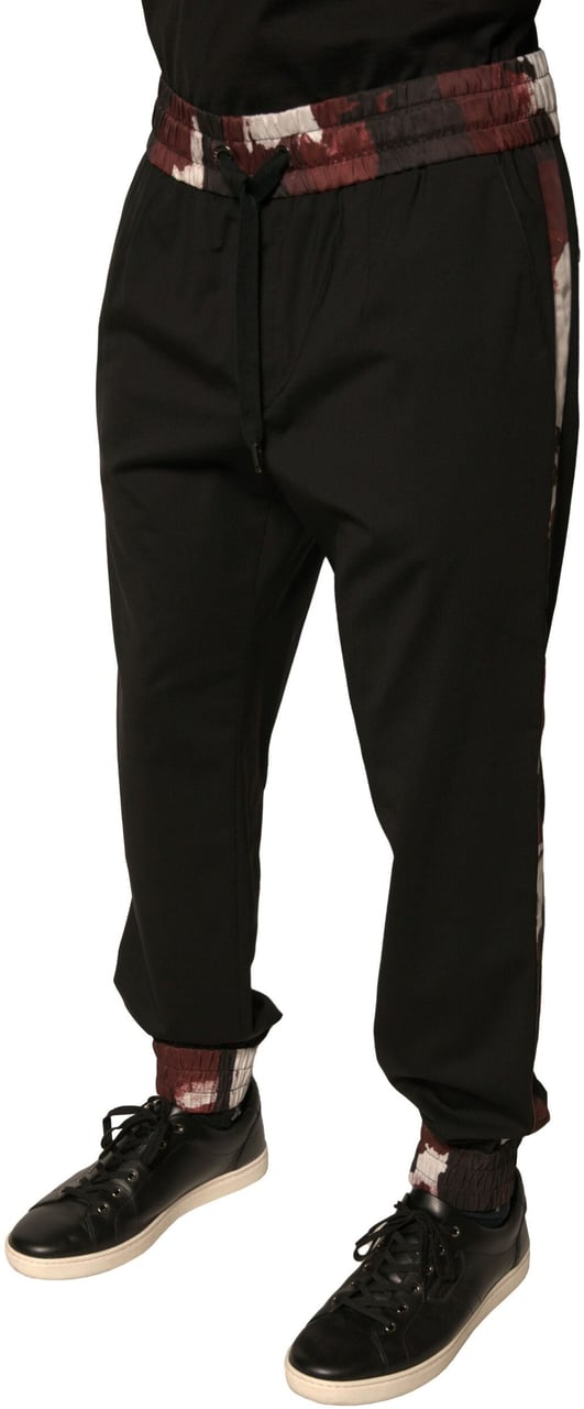 Dolce & Gabbana Black Camouflage Wool Jogger Sweatpants Pants Zwart