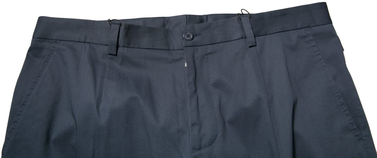 Dolce & Gabbana Dark Blue Cotton Stretch Skinny Men Dress Pants Blauw