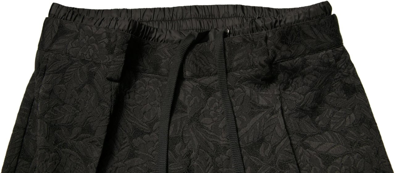 Dolce & Gabbana Black Brocade Polyester Skinny Men Dress Pants Zwart