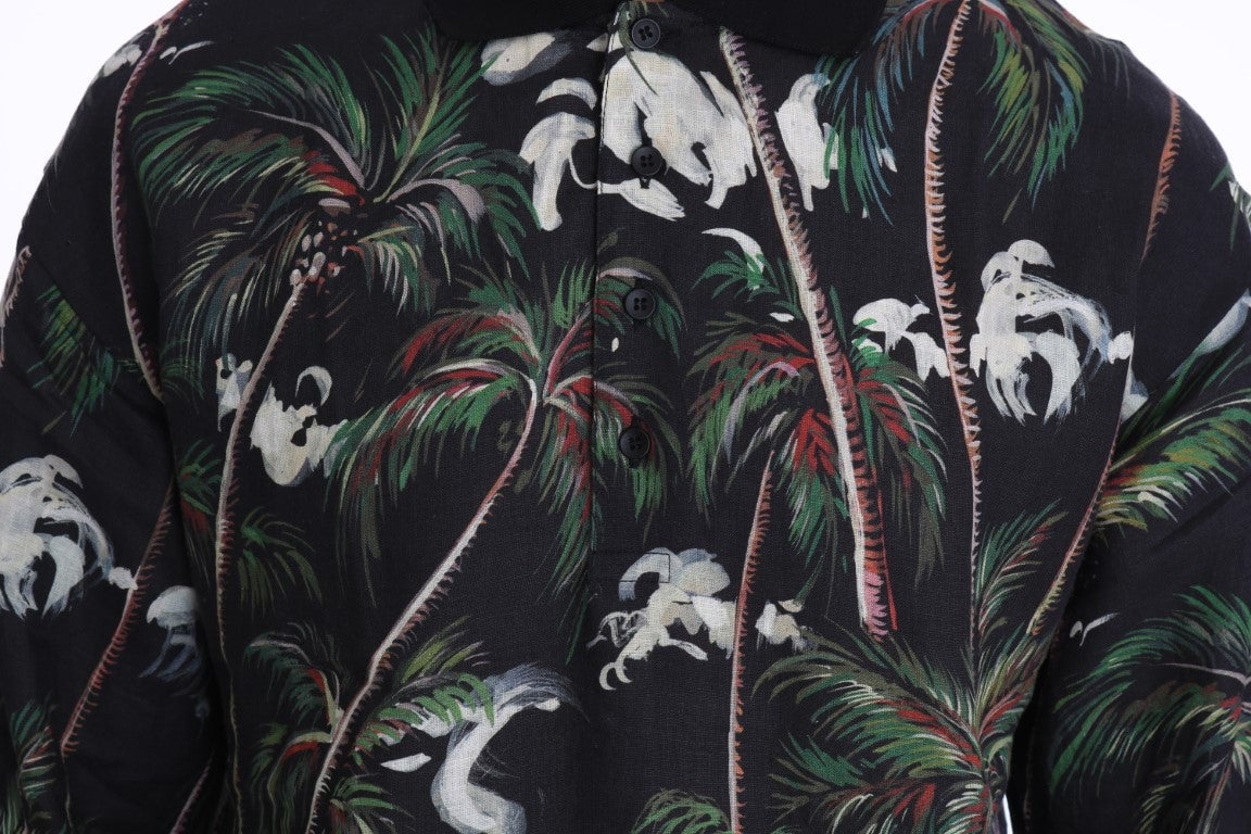 Dolce & Gabbana Black Volcano Sicily Short Sleeve T-Shirt Zwart
