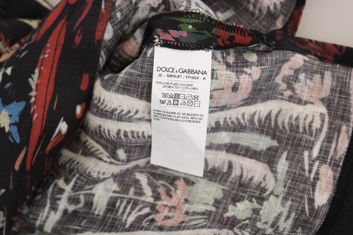 Dolce & Gabbana Black Volcano Sicily Short Sleeve T-Shirt Zwart