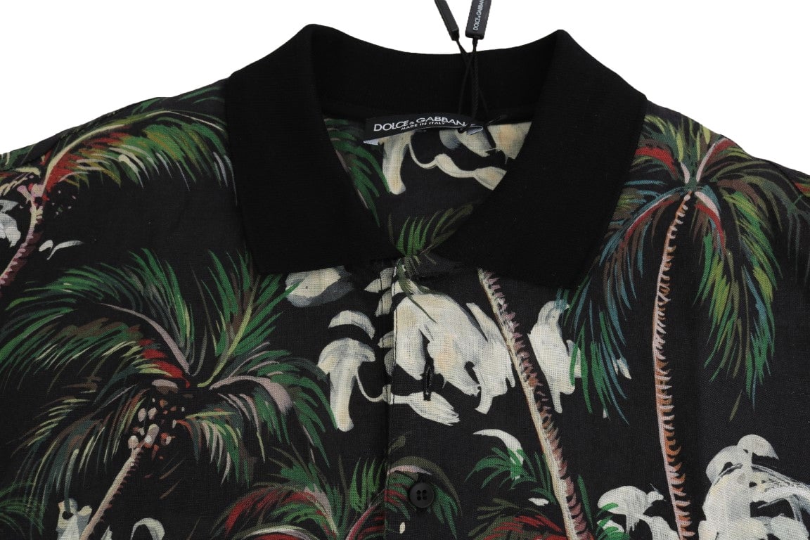 Dolce & Gabbana Black Volcano Sicily Short Sleeve T-Shirt Zwart