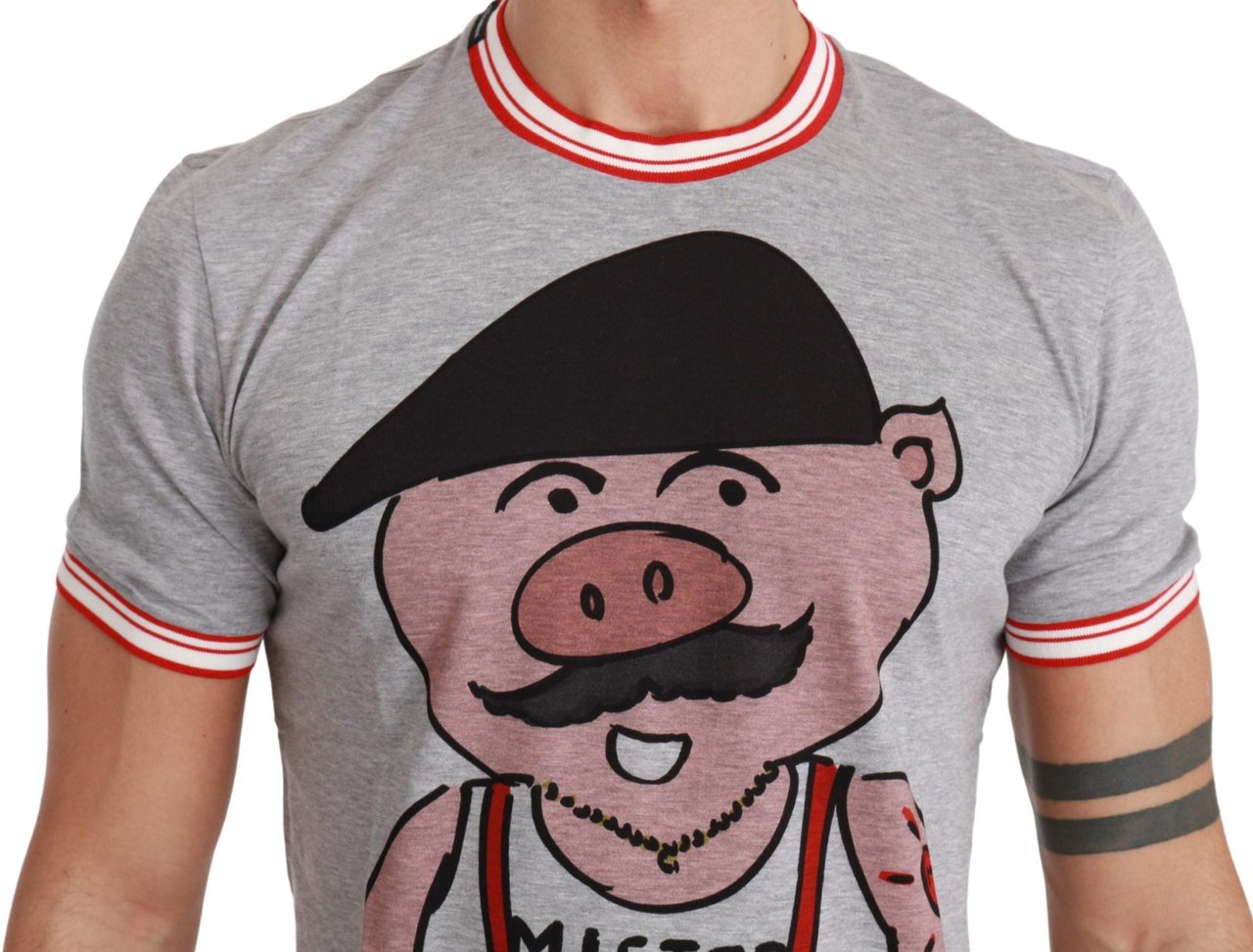 Dolce & Gabbana Gray Cotton Top 2019 Year of the Pig T-shirt Wit