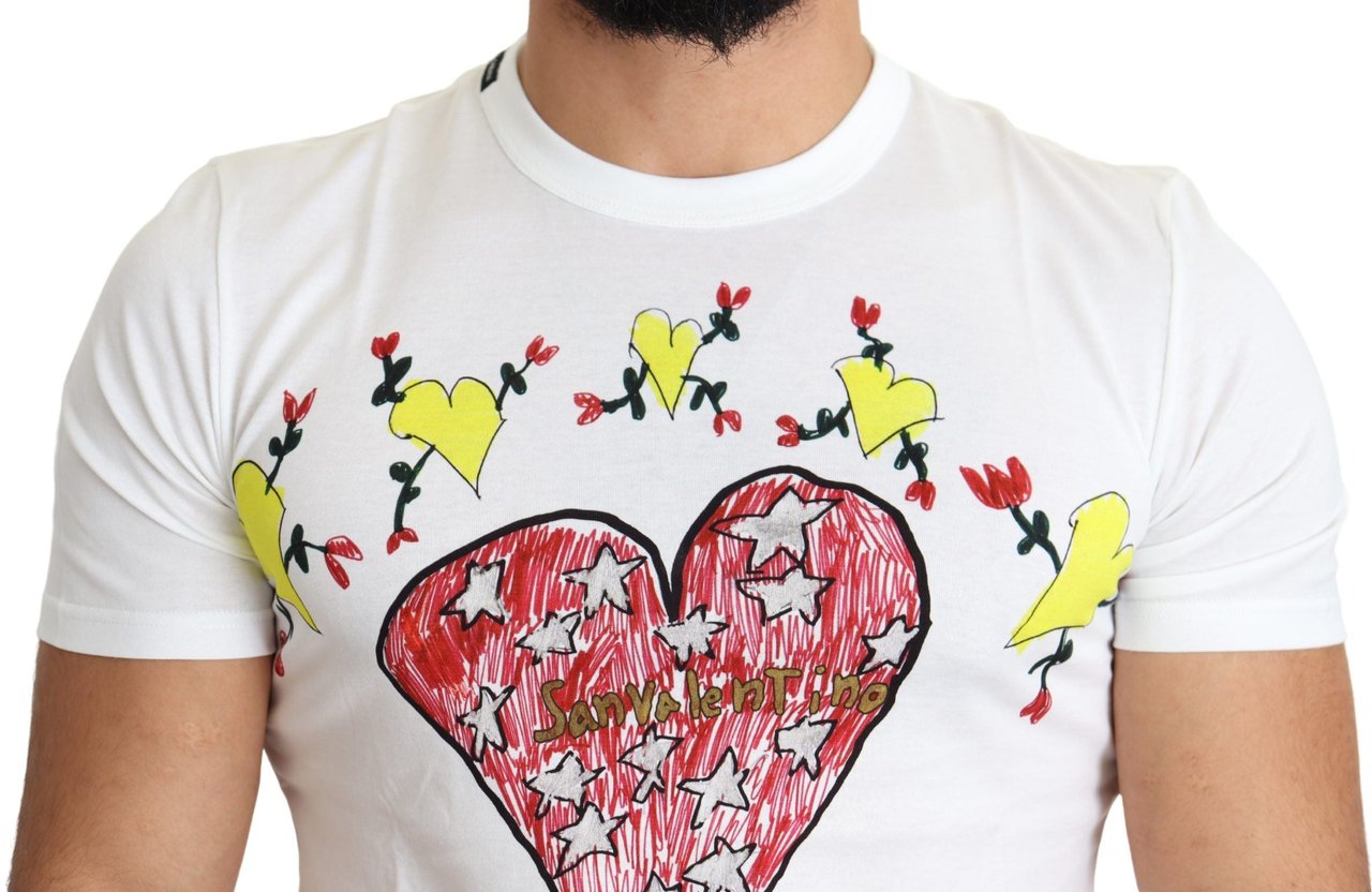 Dolce & Gabbana White Saint Valentine Print Cotton Men T-shirt Wit