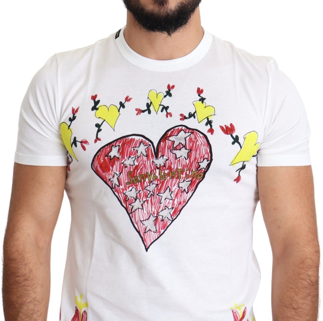 Dolce & Gabbana White Saint Valentine Print Cotton Men T-shirt Wit