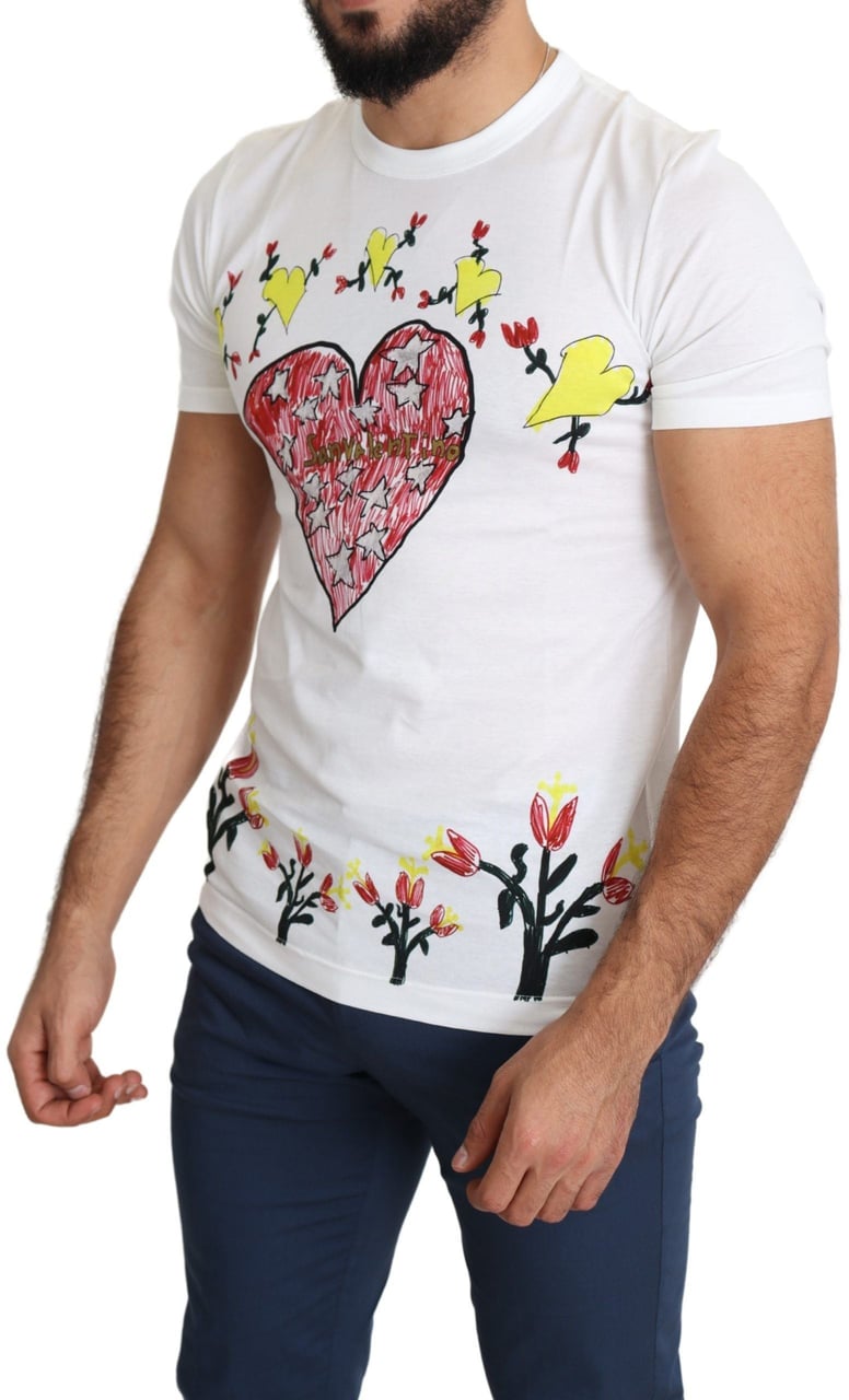 Dolce & Gabbana White Saint Valentine Print Cotton Men T-shirt Wit