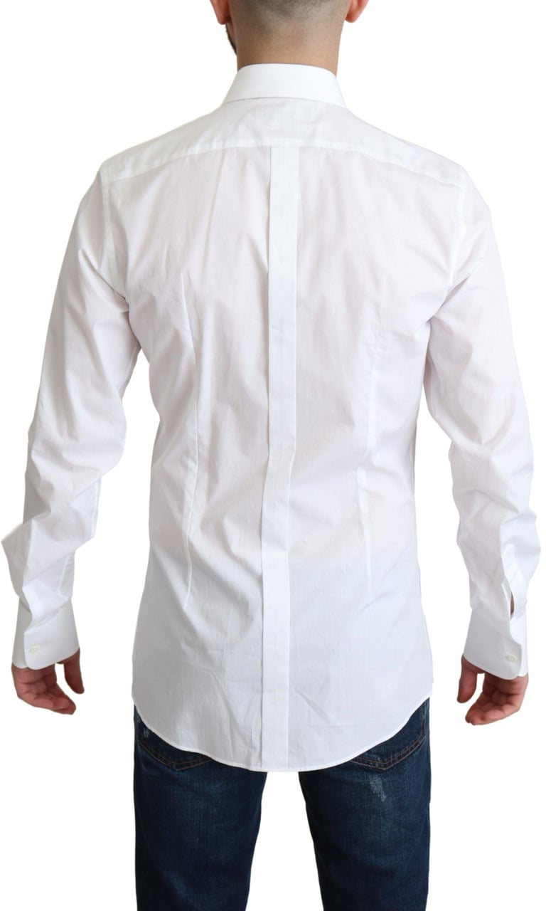Dolce & Gabbana White Bib Cotton Poplin Men Formal Shirt Wit