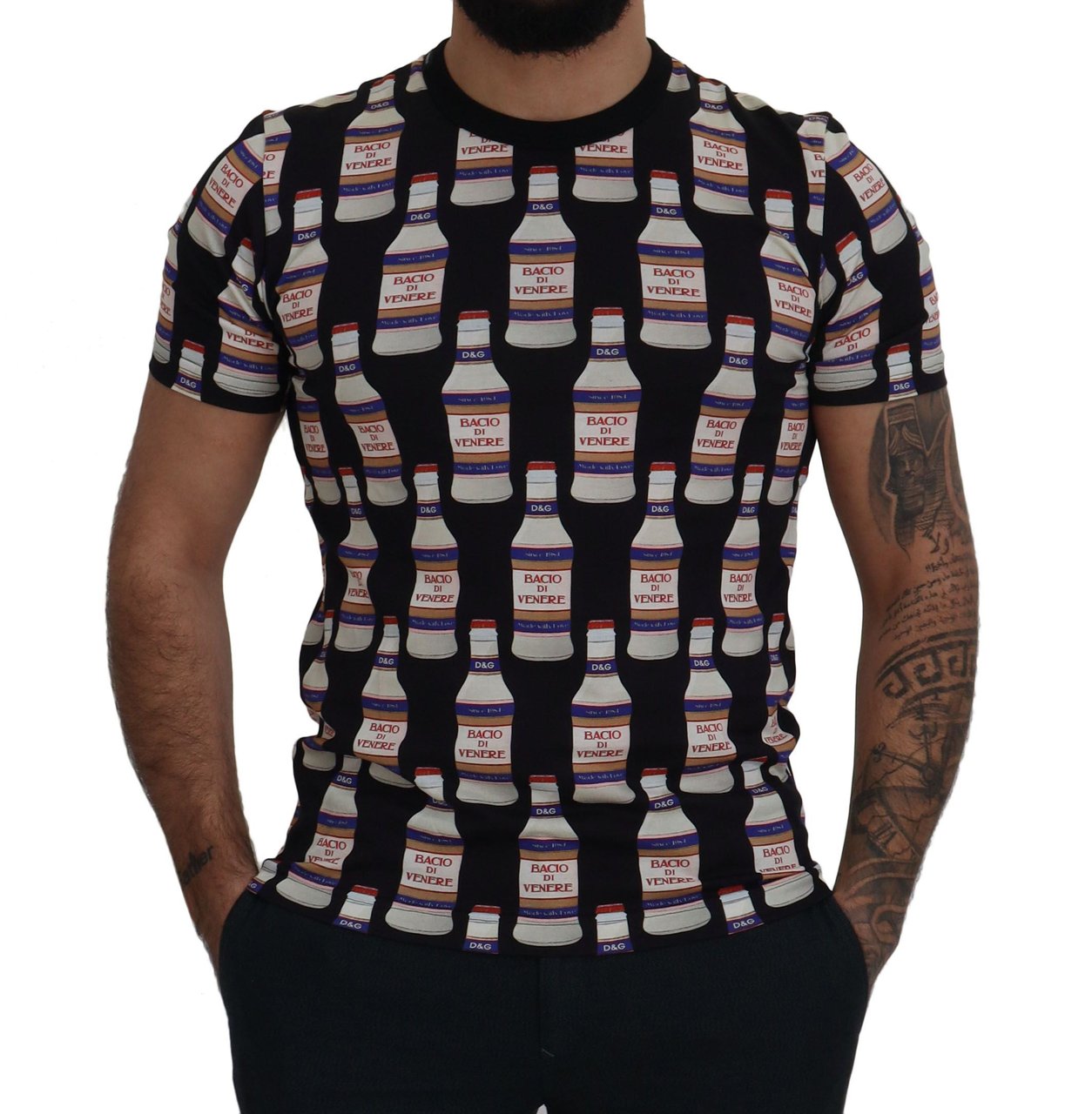 Dolce & Gabbana Black Bacio Di Venere Cotton Crew T-shirt Zwart