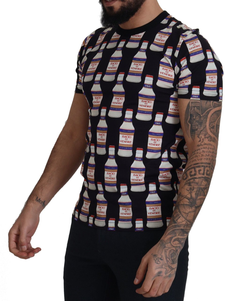 Dolce & Gabbana Black Bacio Di Venere Cotton Crew T-shirt Zwart