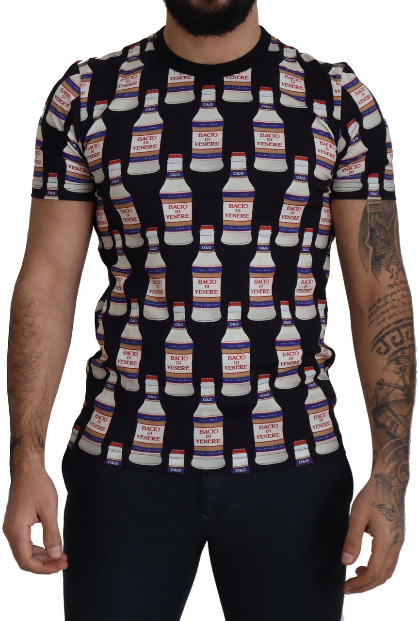 Dolce & Gabbana Black Bacio Di Venere Cotton Crew T-shirt Zwart