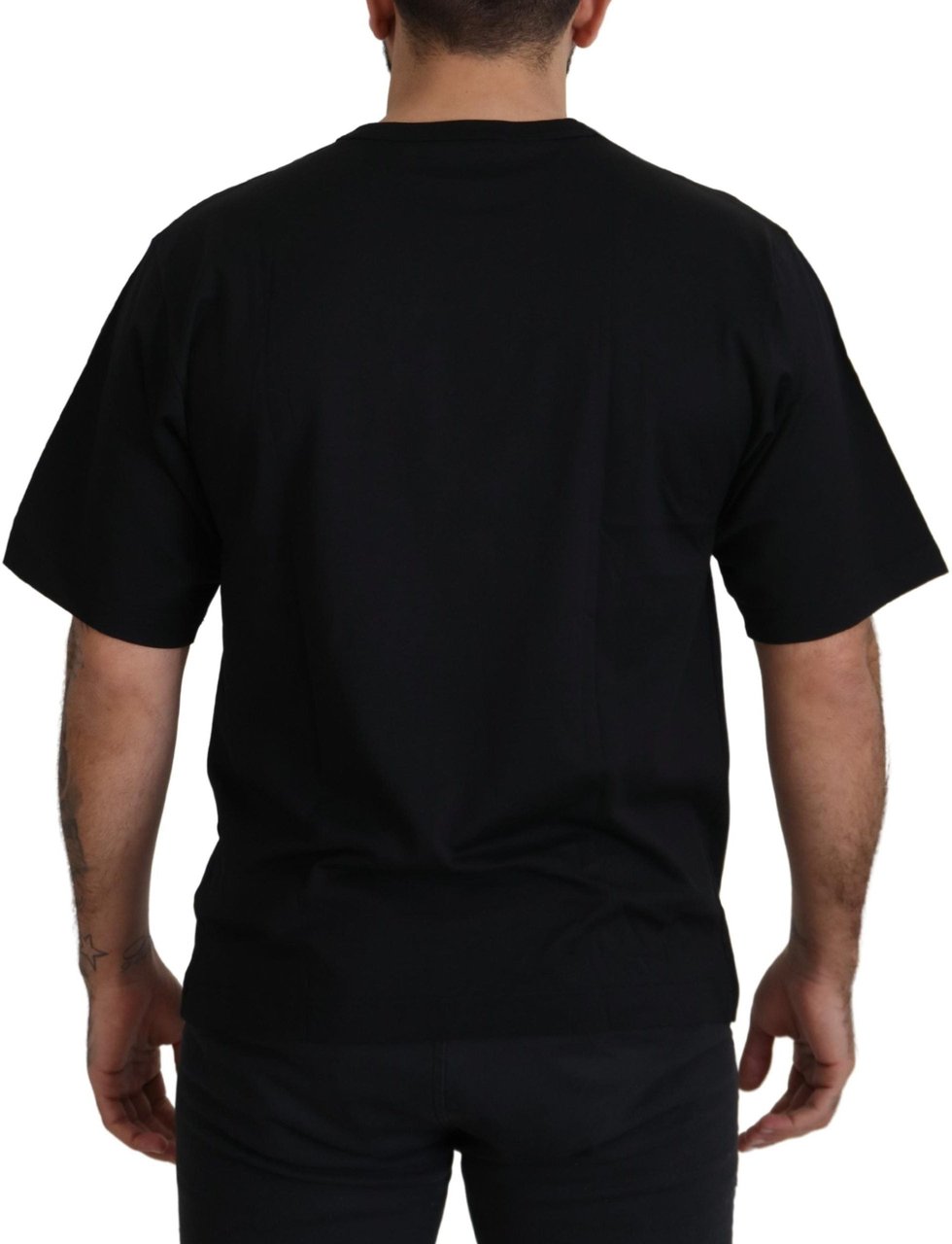 Dolce & Gabbana Black Gold STAR Crown DG Cotton Crewneck T-shirt Zwart
