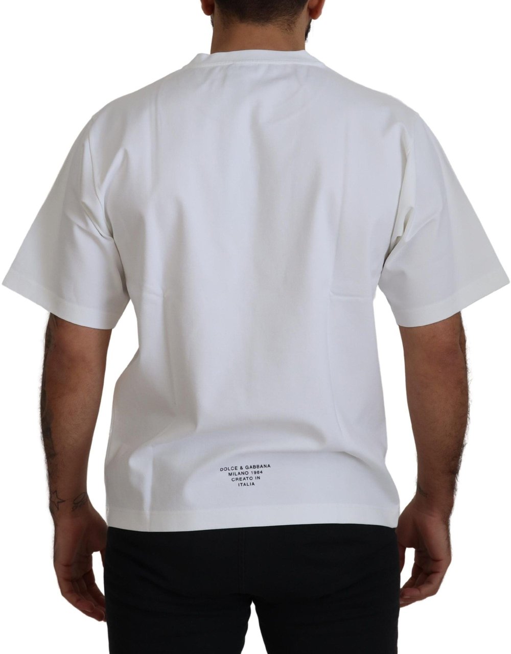 Dolce & Gabbana White Logo Print Cotton Crewneck T-shirt Wit