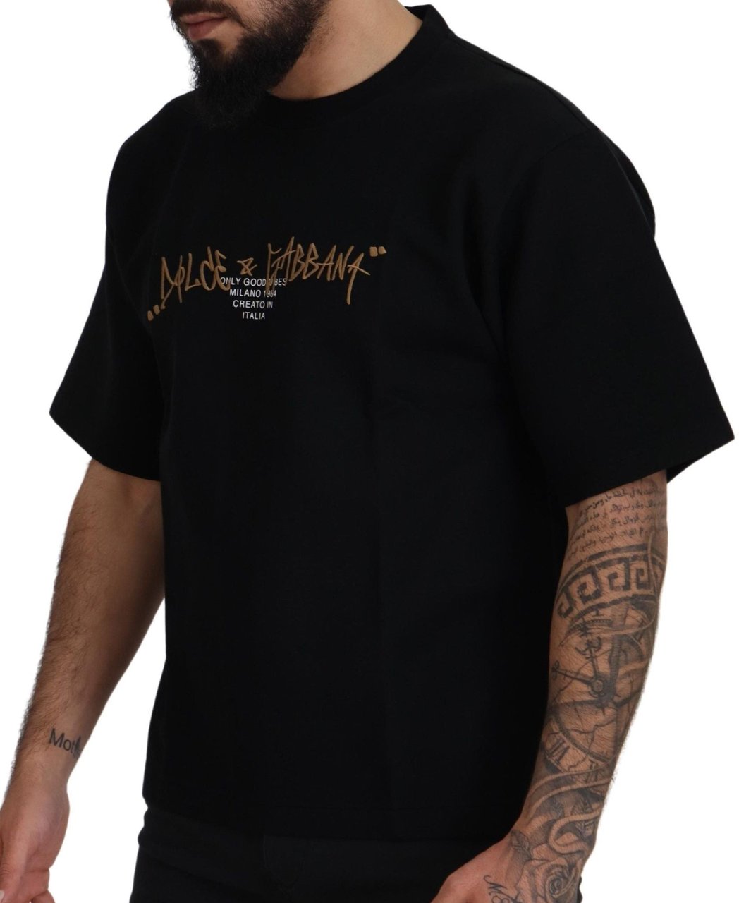 Dolce & Gabbana Black Logo Cotton Crewneck T-shirt Zwart