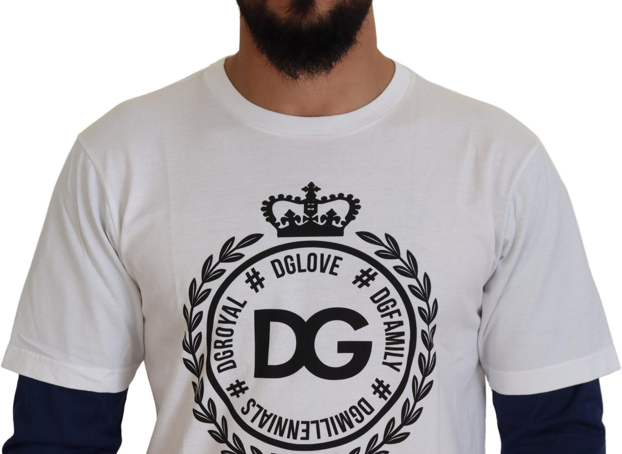 Dolce & Gabbana White Blue DG Crown Pullover Sweater Zwart
