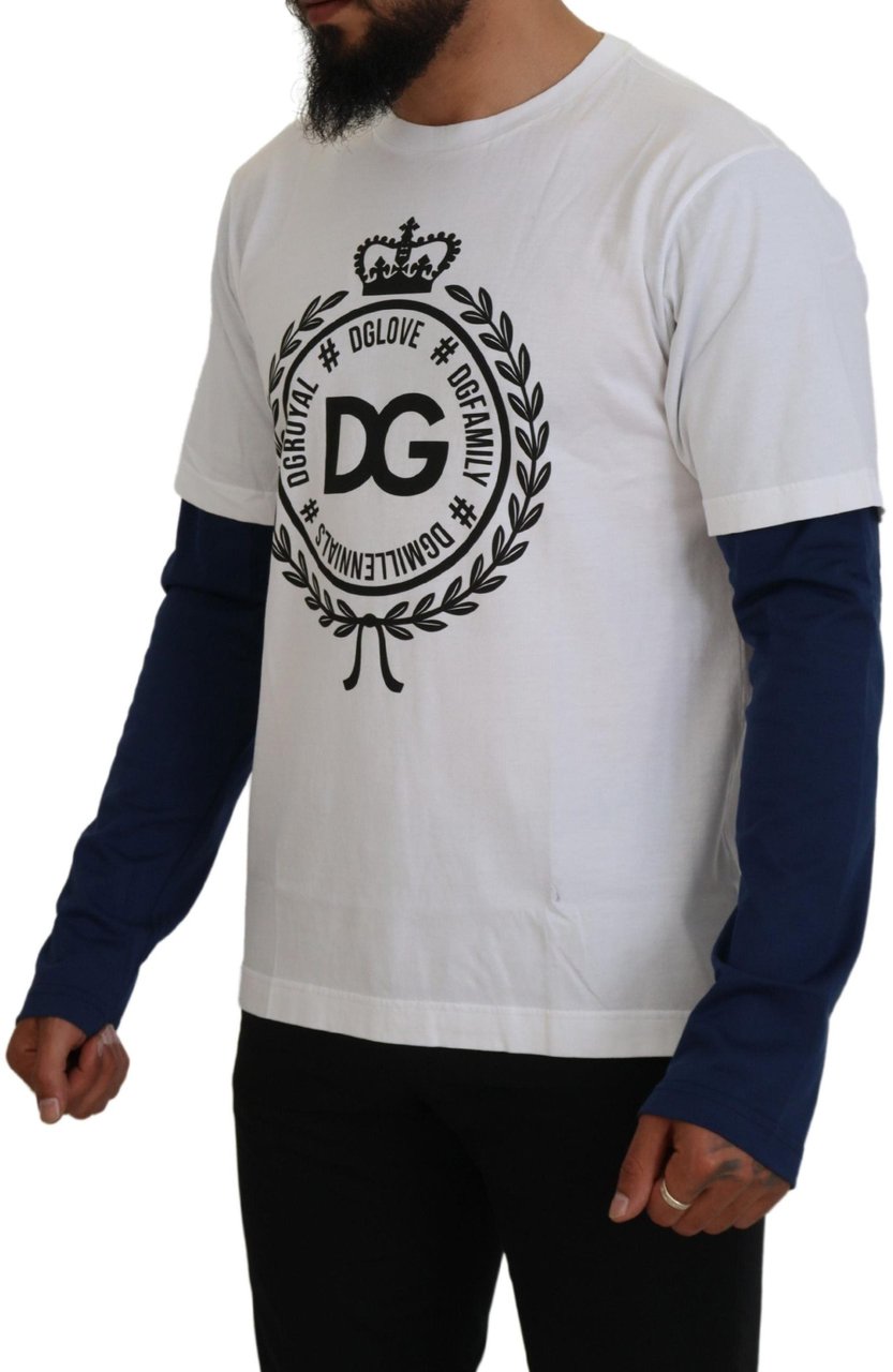 Dolce & Gabbana White Blue DG Crown Pullover Sweater Zwart