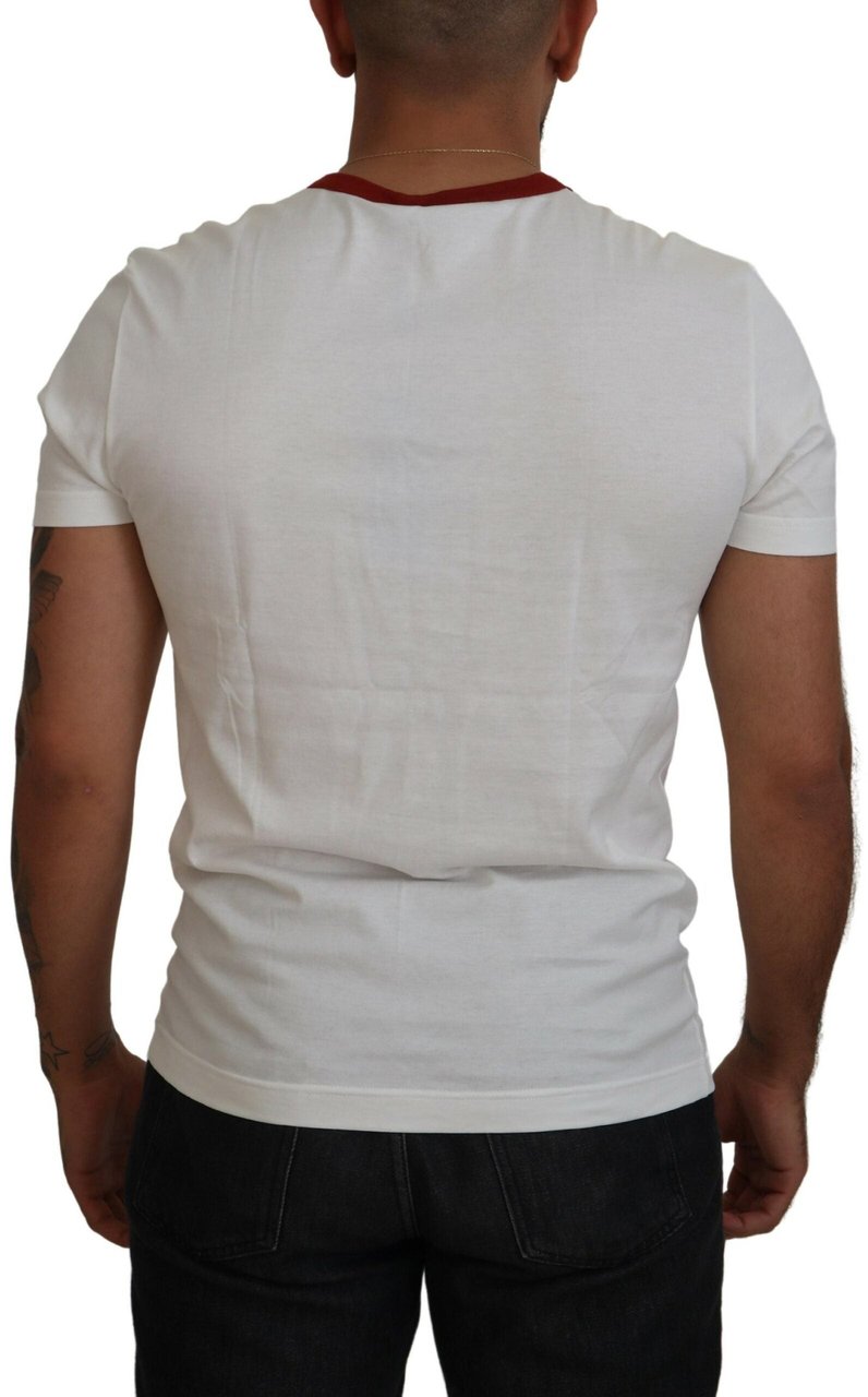 Dolce & Gabbana Cotton White Logo Print Crewneck T-shirt Wit