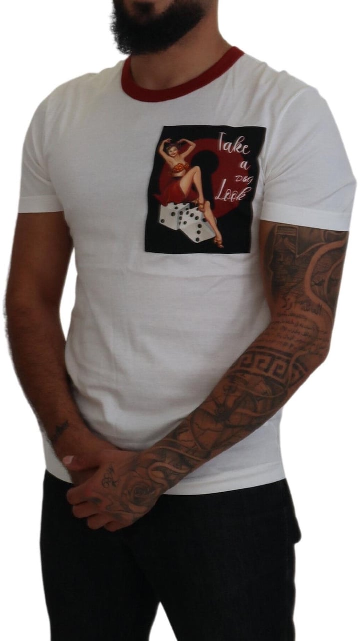 Dolce & Gabbana Cotton White Logo Print Crewneck T-shirt Wit