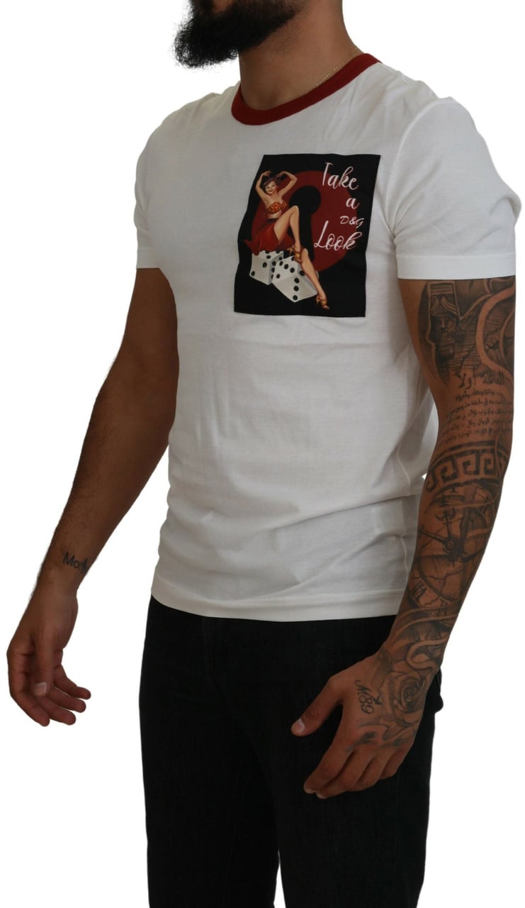 Dolce & Gabbana Cotton White Logo Print Crewneck T-shirt Wit