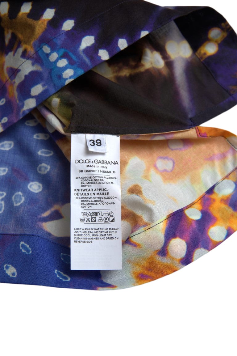 Dolce & Gabbana Luminaire Print Cotton Polo Top Men Shirt Divers