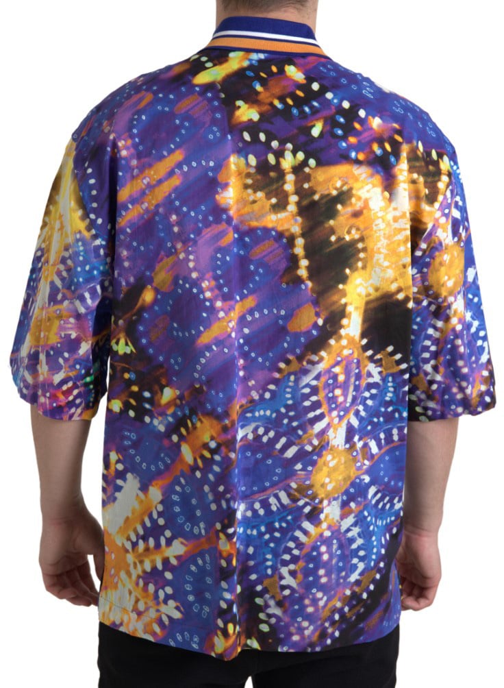 Dolce & Gabbana Luminaire Print Cotton Polo Top Men Shirt Divers