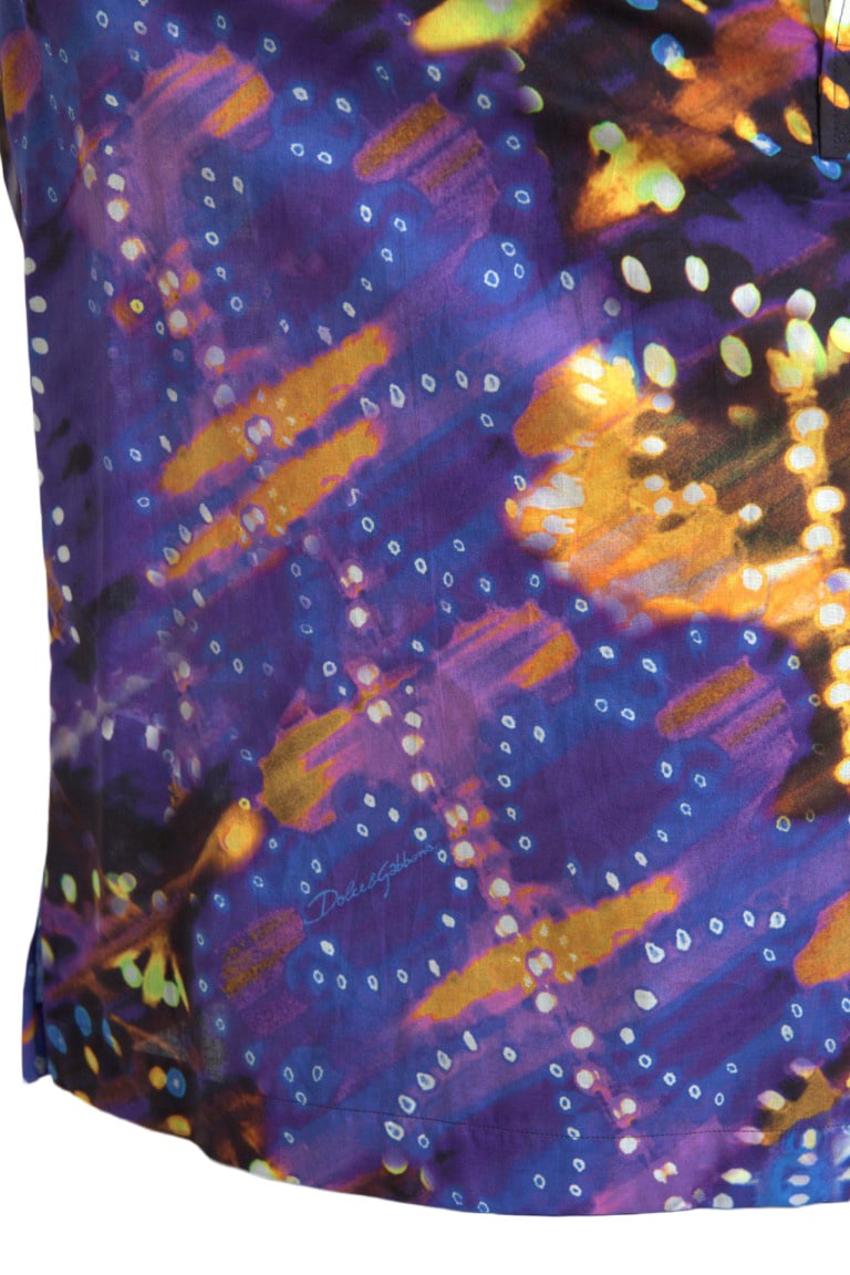 Dolce & Gabbana Luminaire Print Cotton Polo Top Men Shirt Divers