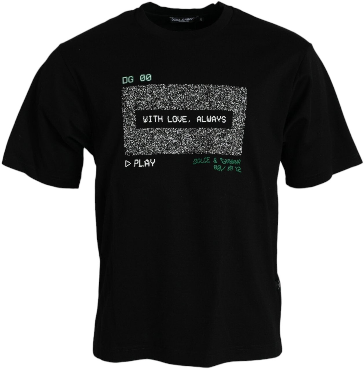 Dolce & Gabbana Black With Love Always Crew Neck Top T-shirt Zwart