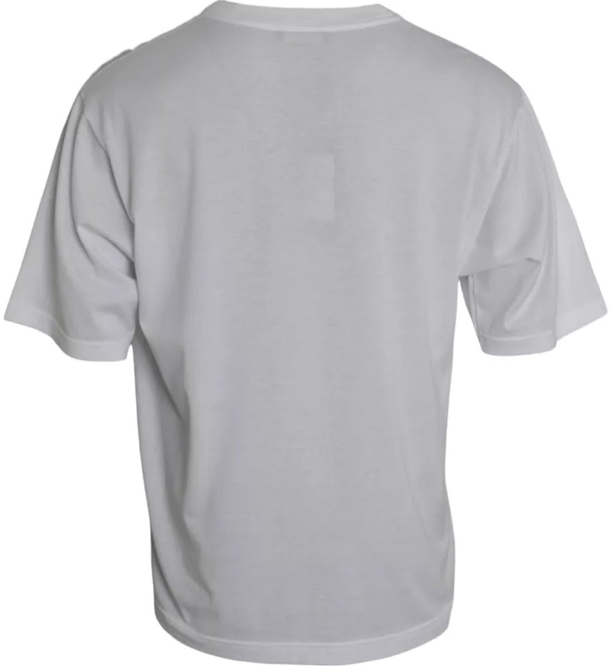 Dolce & Gabbana White Cotton Round Neck Short Sleeve T-shirt Wit