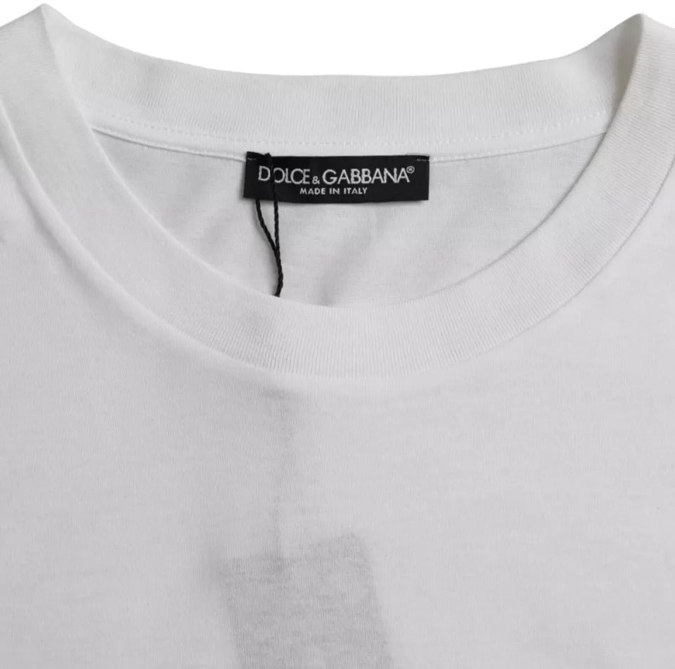 Dolce & Gabbana White Cotton Round Neck Short Sleeve T-shirt Wit