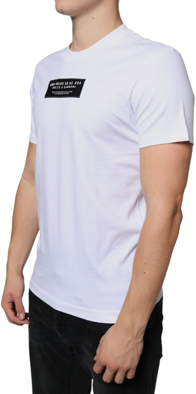 Dolce & Gabbana White Cotton DG Applique Casual T-shirt Wit