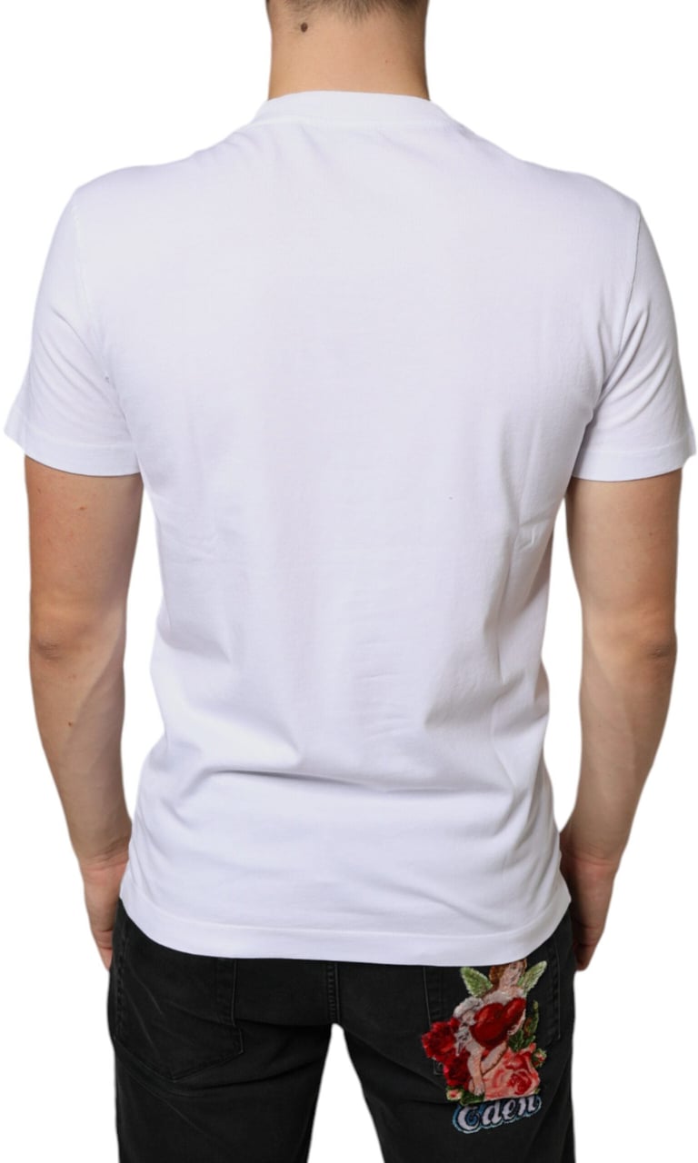 Dolce & Gabbana White Cotton DG Applique Casual T-shirt Wit