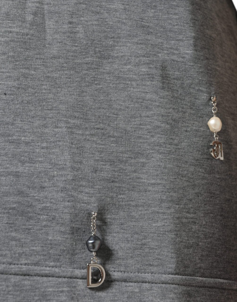 Dolce & Gabbana Gray Cotton Blend Embellished Tee T-shirt Groen