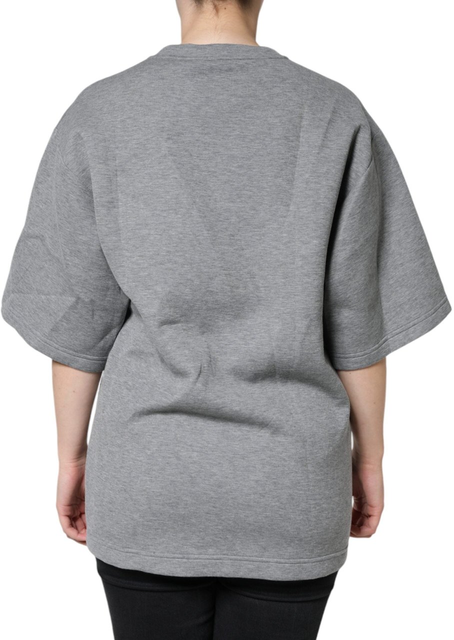 Dolce & Gabbana Gray Cotton Blend Embellished Tee T-shirt Groen