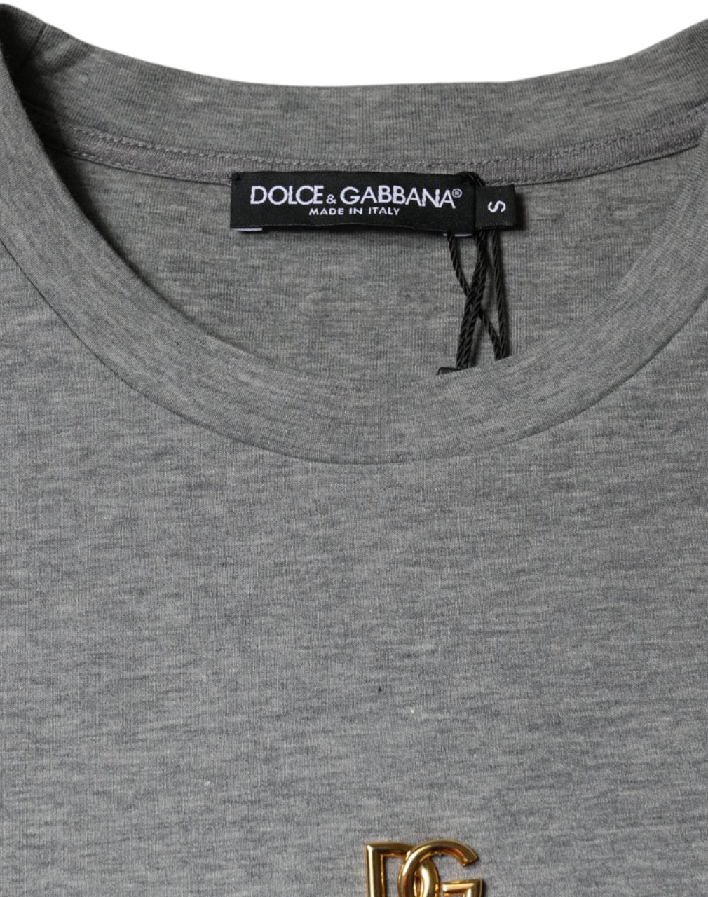 Dolce & Gabbana Gray Cotton Blend Embellished Tee T-shirt Groen