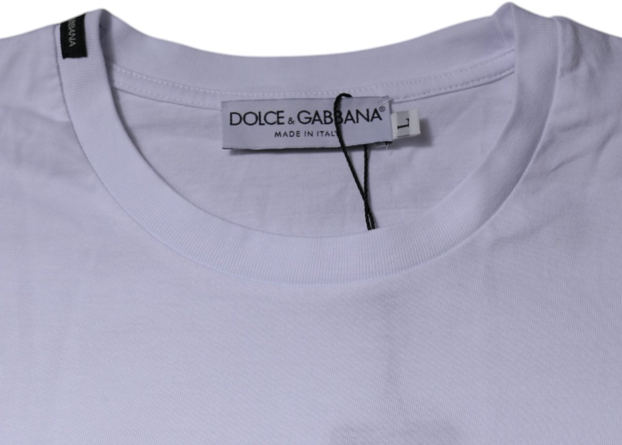 Dolce & Gabbana White Red Leopard Cotton Crew Neck T-shirt Divers