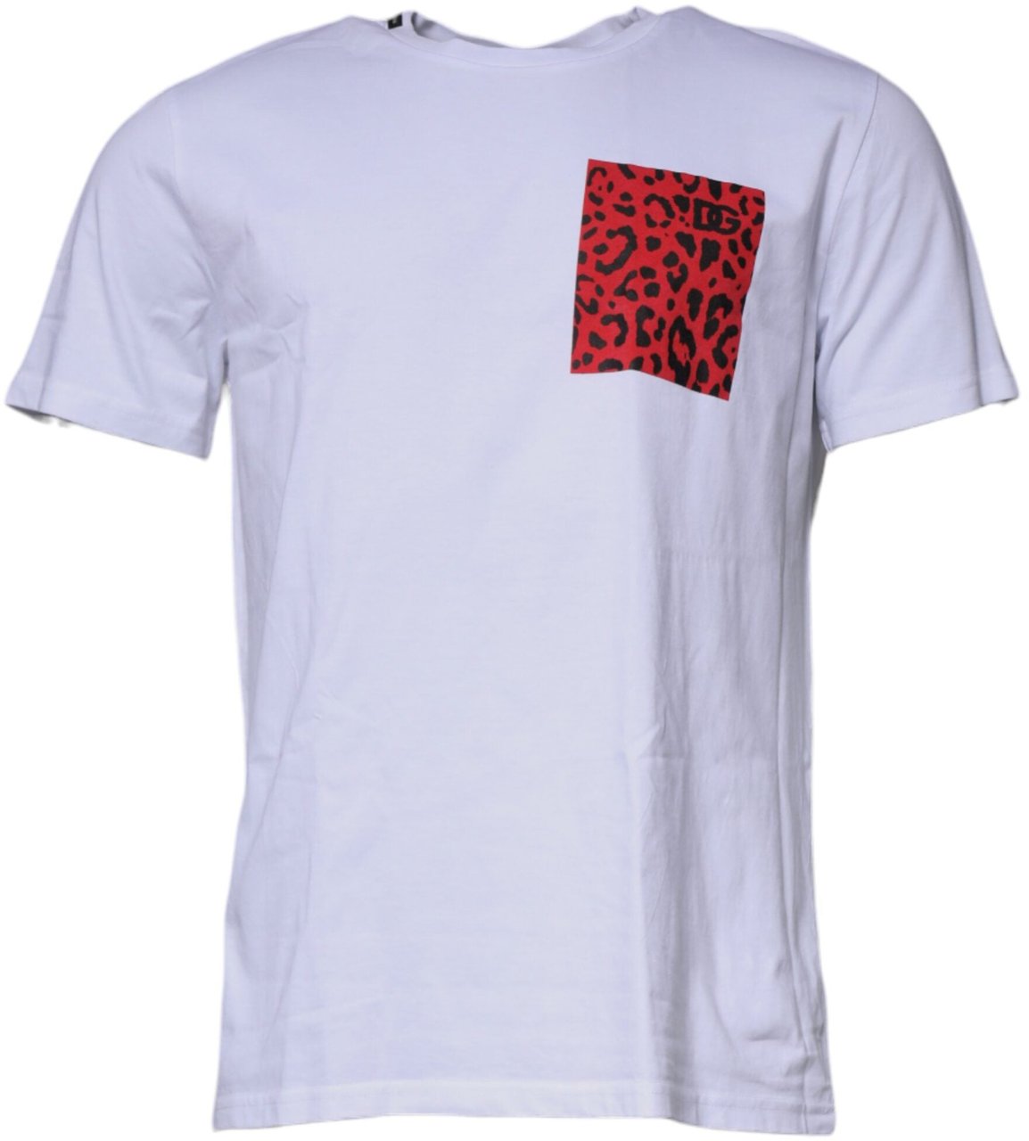 Dolce & Gabbana White Red Leopard Cotton Crew Neck T-shirt Divers