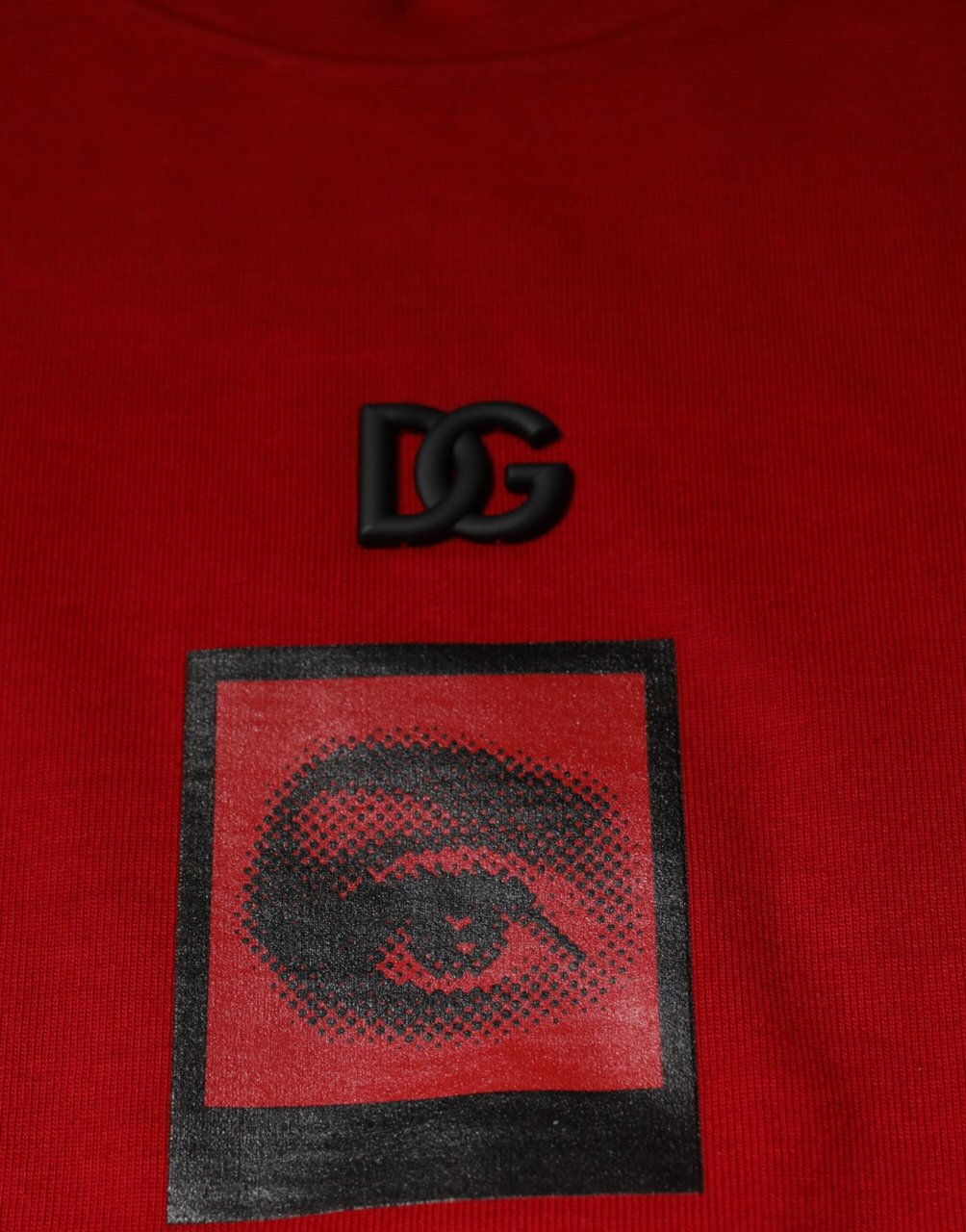 Dolce & Gabbana Red DG Eye Cotton Crew Neck T-shirt Rood