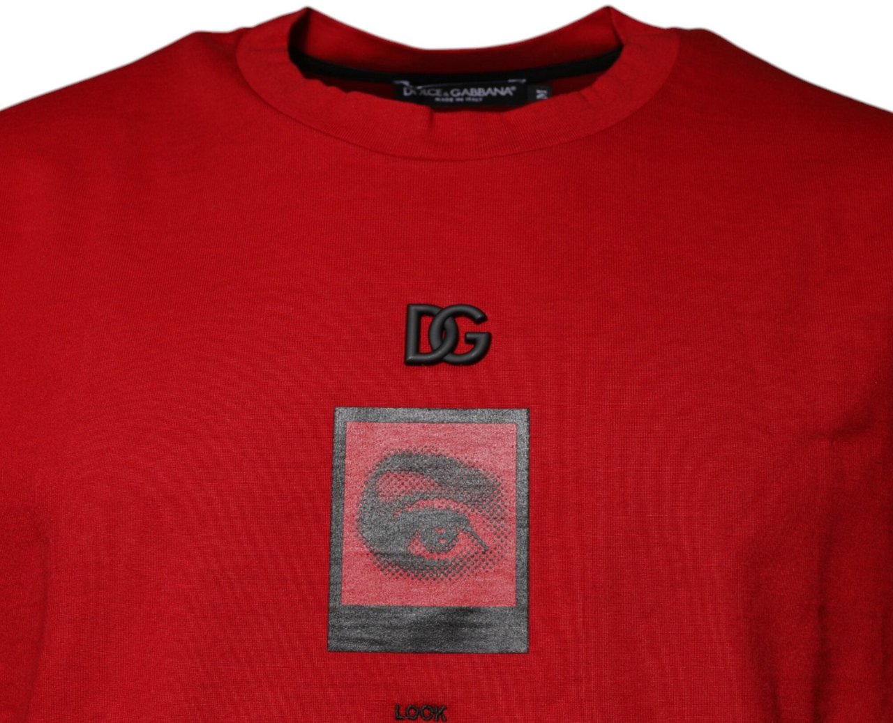 Dolce & Gabbana Red DG Eye Cotton Crew Neck T-shirt Rood