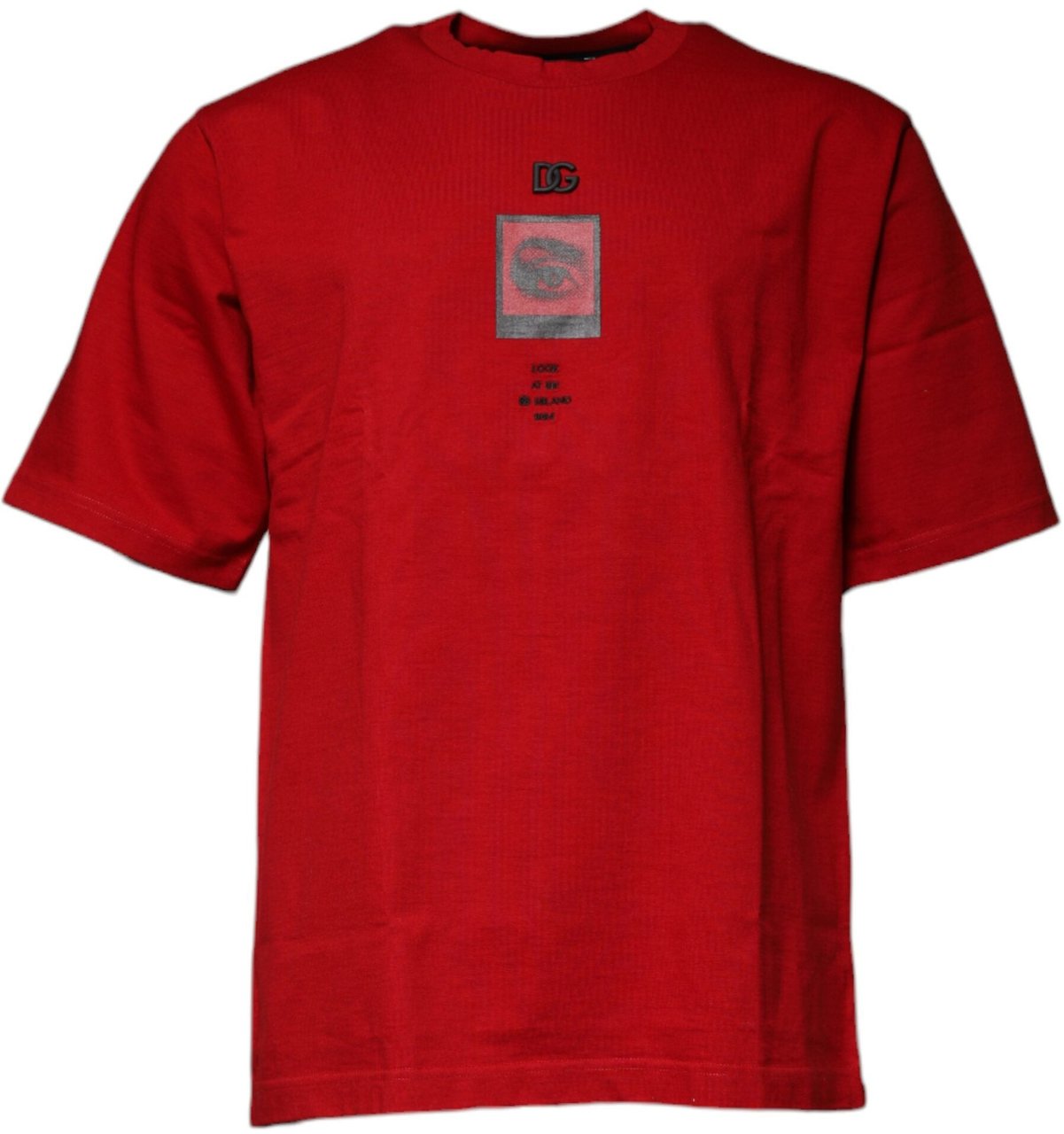 Dolce & Gabbana Red DG Eye Cotton Crew Neck T-shirt Rood