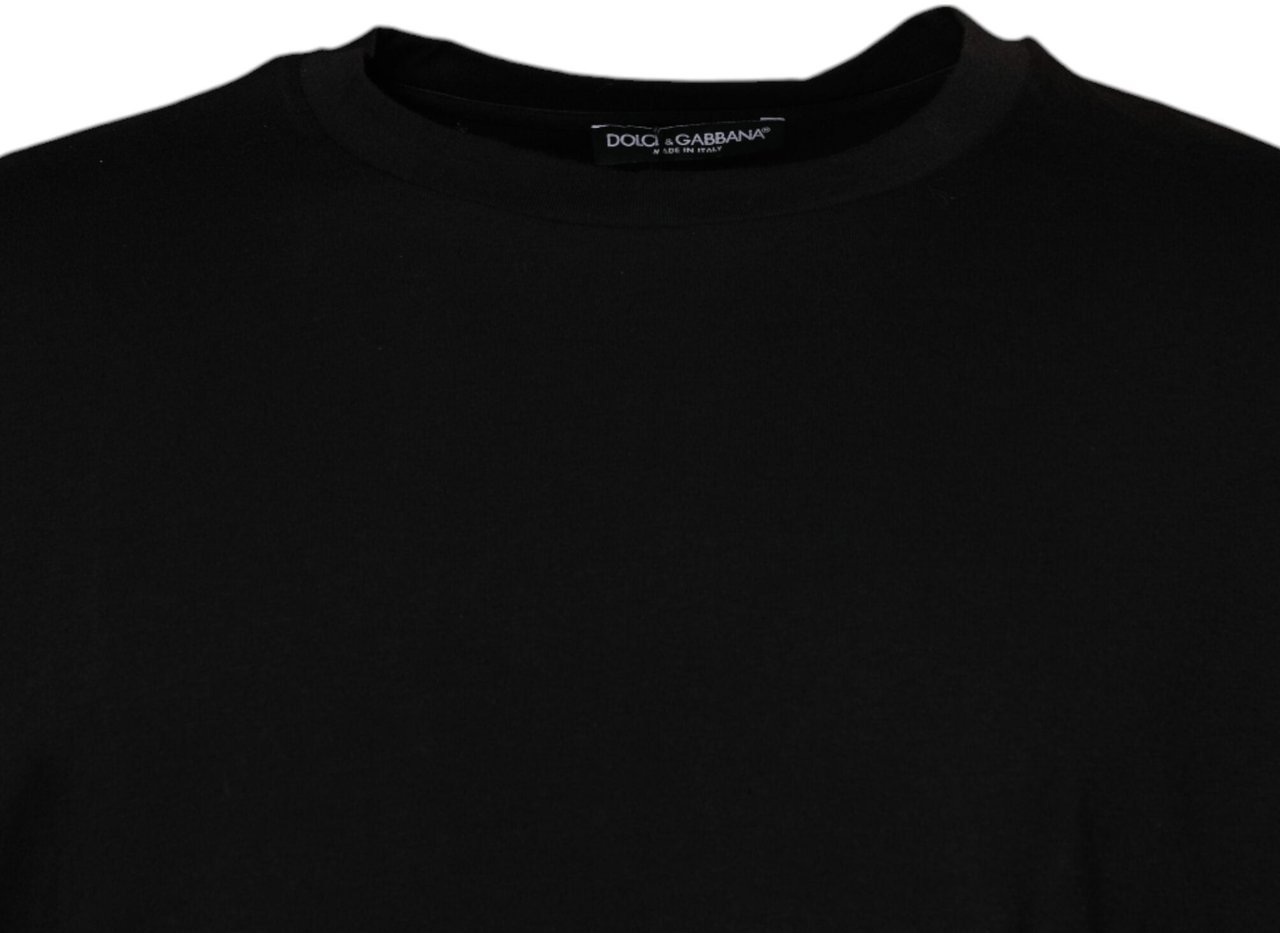 Dolce & Gabbana Black Crew Neck Short Sleeve T-shirt Zwart