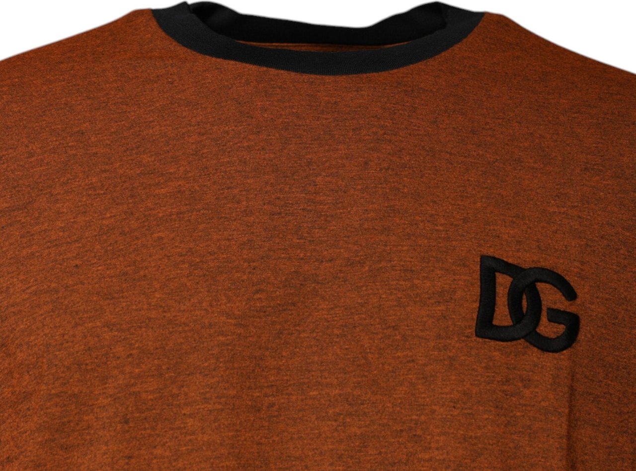 Dolce & Gabbana Brown DG Logo Cotton Crew Neck T-shirt Bruin