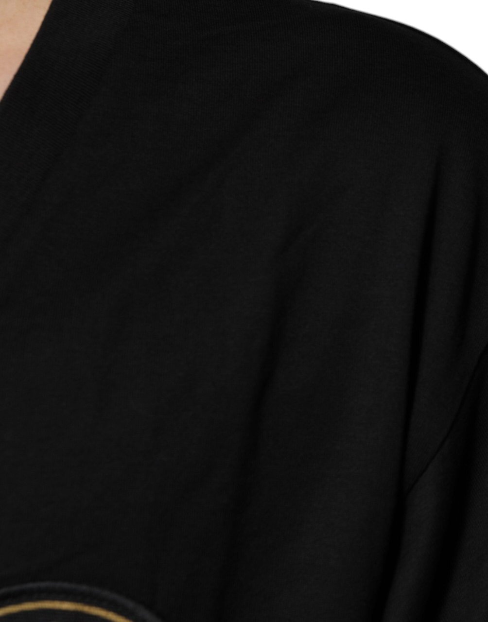 Dolce & Gabbana Black Cotton Logo Vneck Short Sleeve T-shirt Zwart