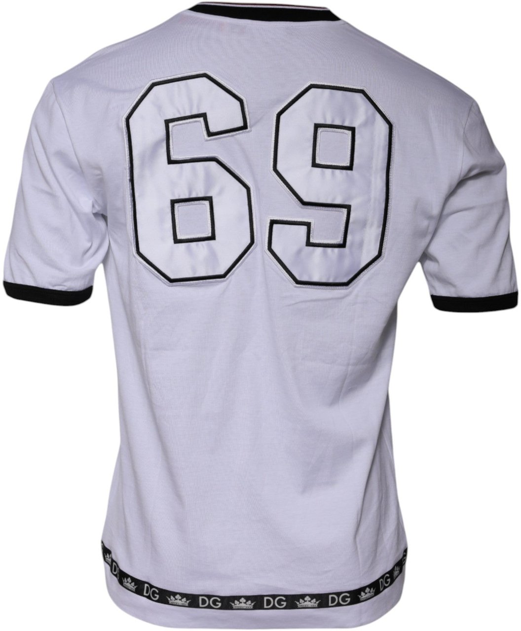 Dolce & Gabbana White Jersey Crew Neck Short Sleeves T-shirt Geel